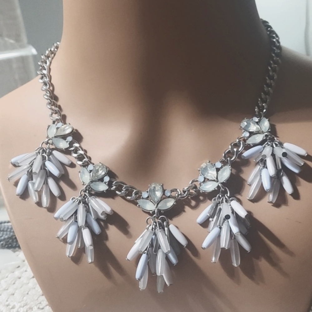 Crystal Cluster Beaded Chunky Statement Choker Ne… - image 4